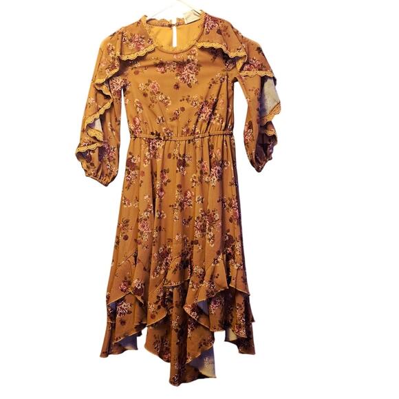 Mia Joy Other - Mia Joy brown floral parairecore midi dress girls size 6